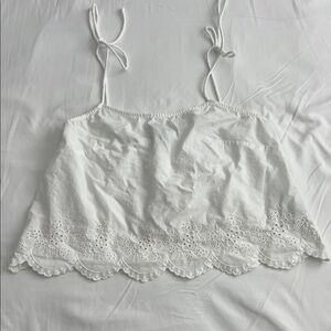 H&M White Eyelet Tie-Shoulder Camisole